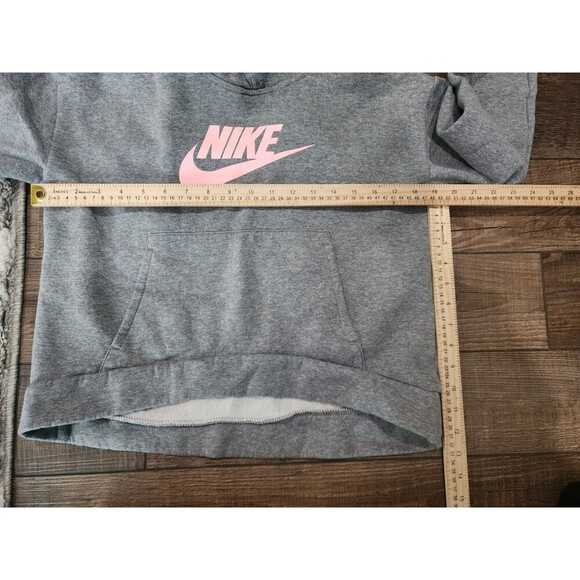 Nike Hoodie Youth Girls Extra Large XL Gray Pink Sportswear Pullover Cropped - Picture 6 of 6